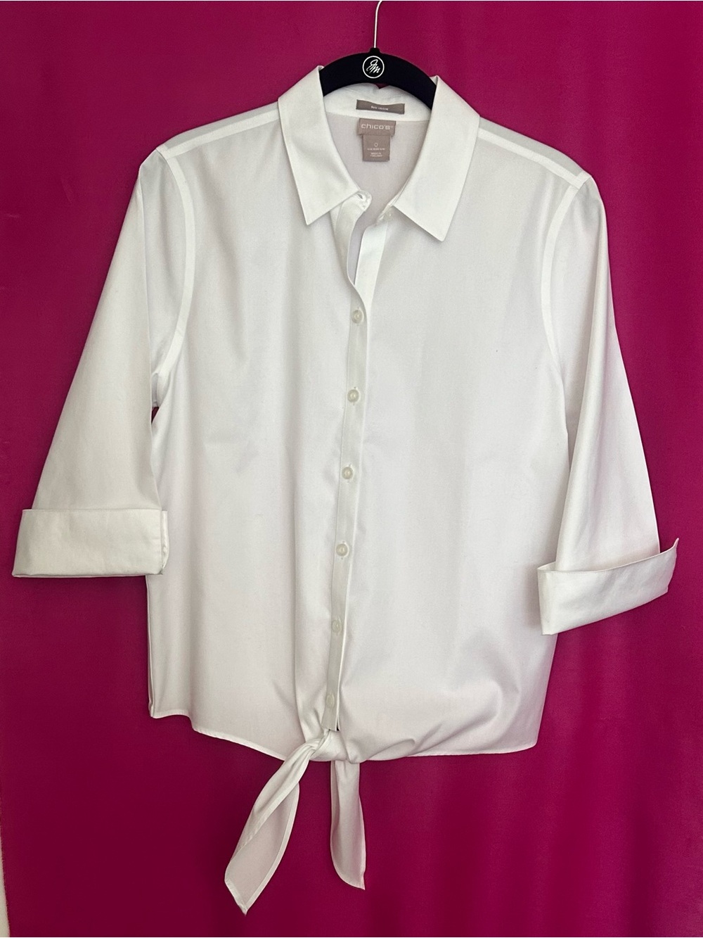 Chico's White Tie-Front Button-Down Shirt